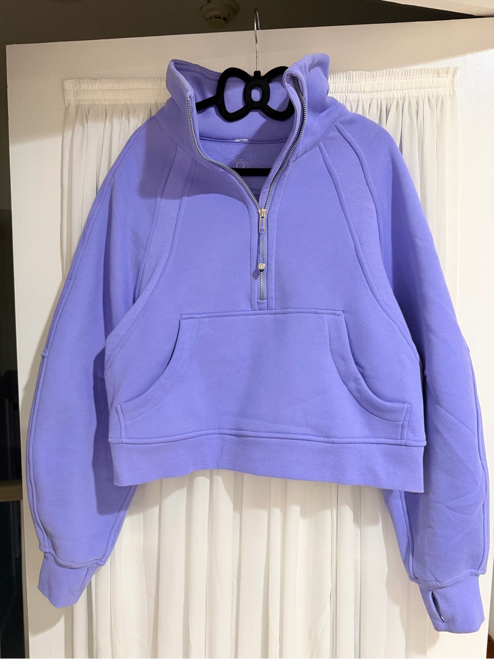 lululemon Cropped Half-Zip Pullover Sweater in Lavender